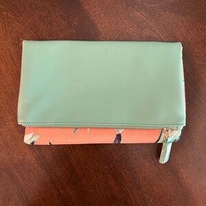 Mint Green and Coral Floral Women's Clutch